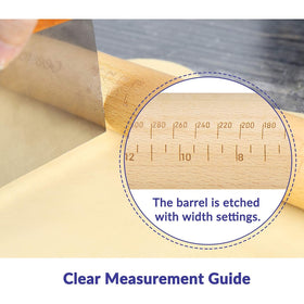 Geesta etched measurements help roll dough to exact size.