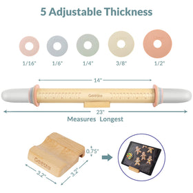 Geesta wooden holder keeps the rolling pin steady on the counter