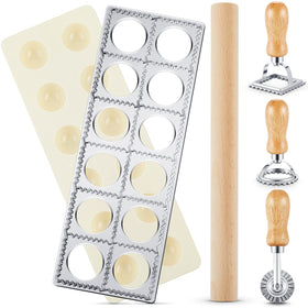 Geetery 5 piece ravioli mold set with 12 holes for easy homemade pasta