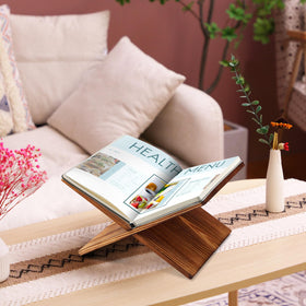 Geetery bamboo book stand magazine display on table in living room
