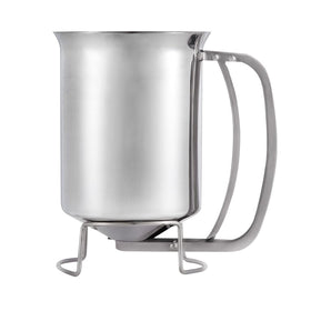Geetest pancake batter dispenser with wide mouth for quick, mess-free pouring and consistent portions.