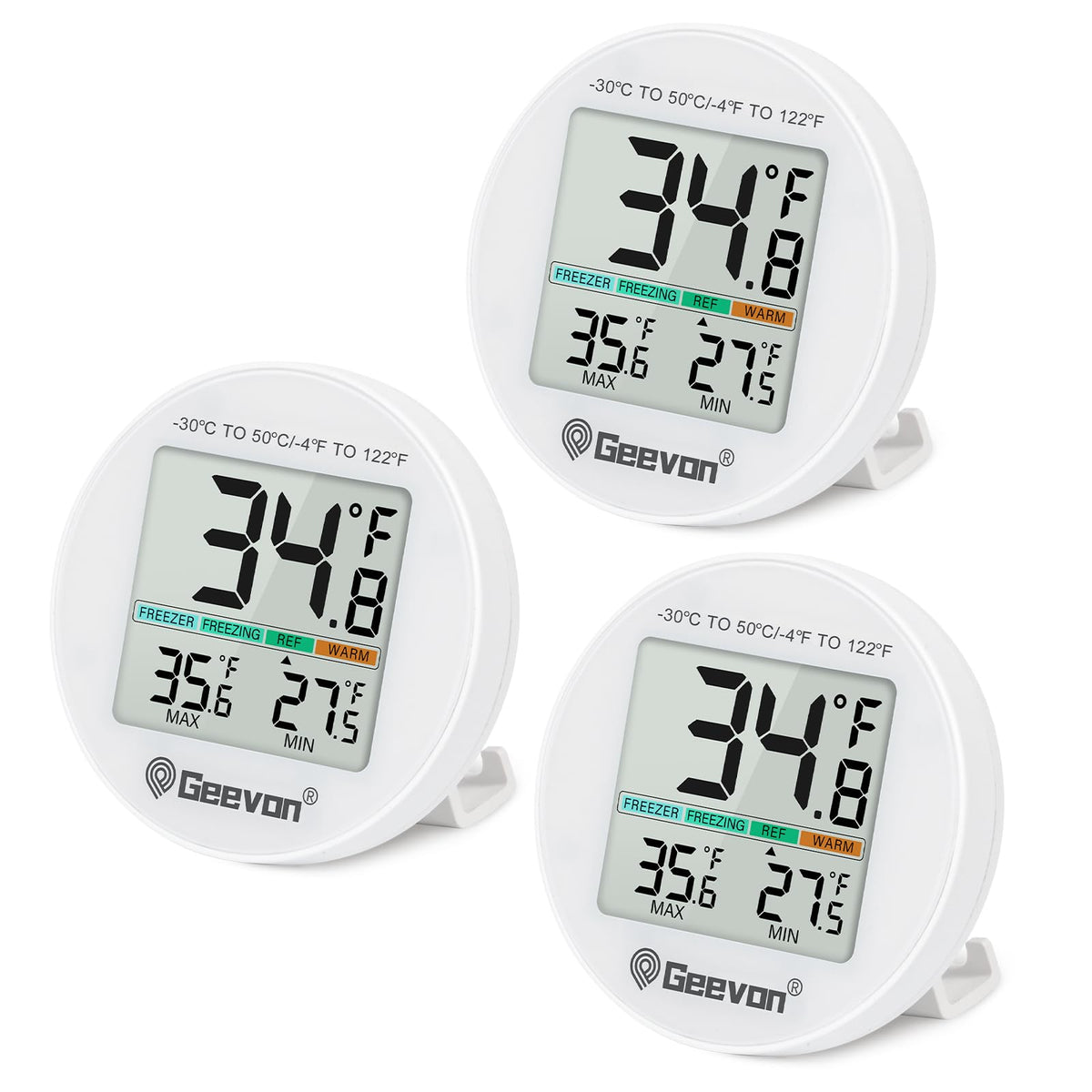 Geevon thermometer display showing clear temps for accurate fridge monitoring