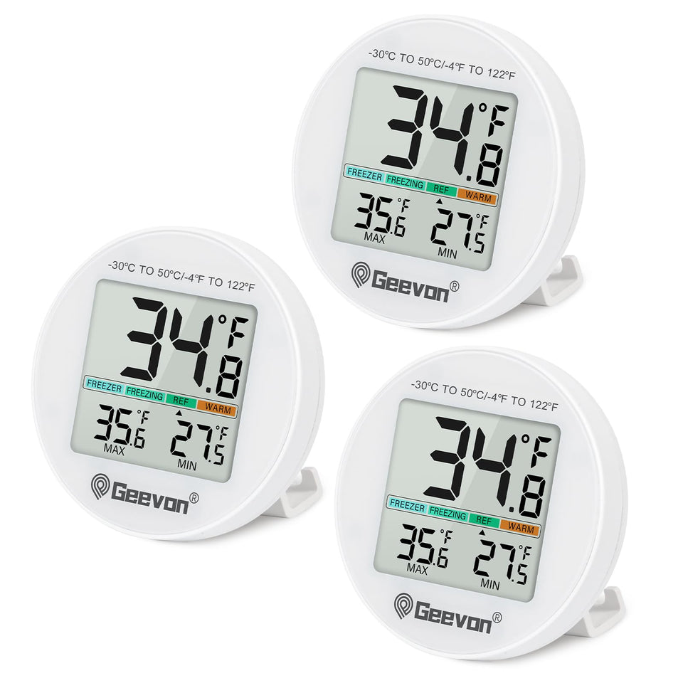 Geevon thermometer display showing clear temps for accurate fridge monitoring