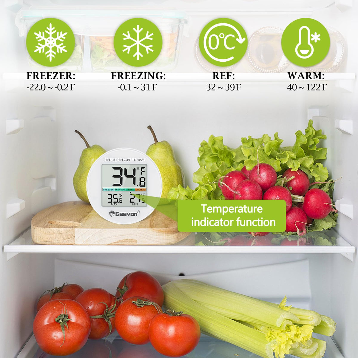 Geevon two-pack IP65 waterproof design for durable fridge storage