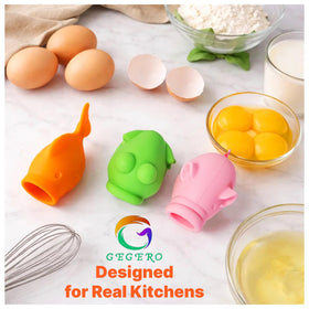 Gegero pack of three design yolk separators for fun, effortless yolk separation.