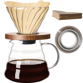 Gegewawa pour-over dripper with clear glass for balanced extraction.