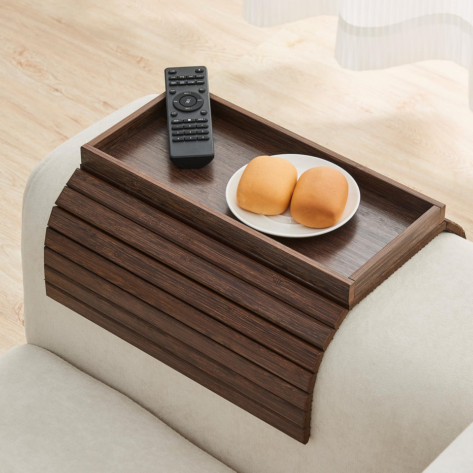 GEHE bamboo sofa arm tray foldable design for easy storage and quick setup.