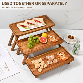 GEHE easy-clean surface on acacia wood tray for quick maintenance.
