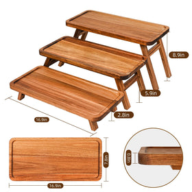 GEHE foldable wood tray with magnetic legs for compact storage.