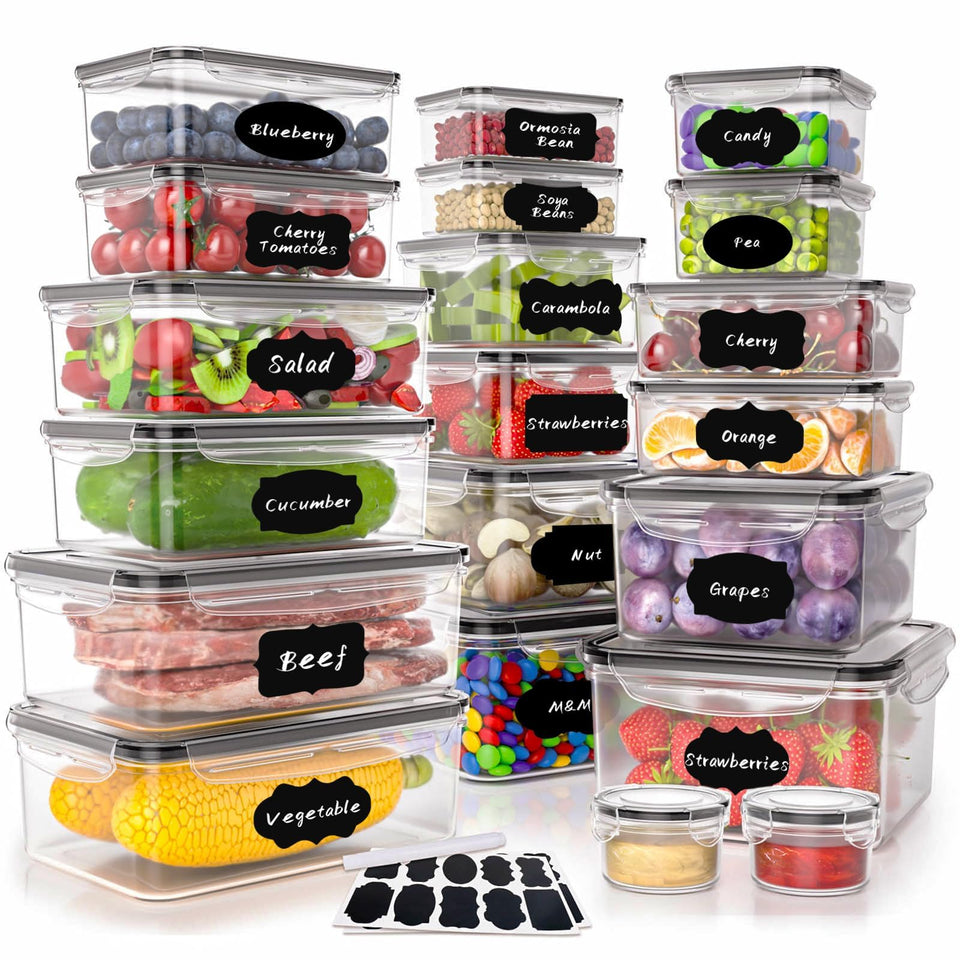 GEIKR 40-piece containers with airtight lids for easy meal prep and visibility
