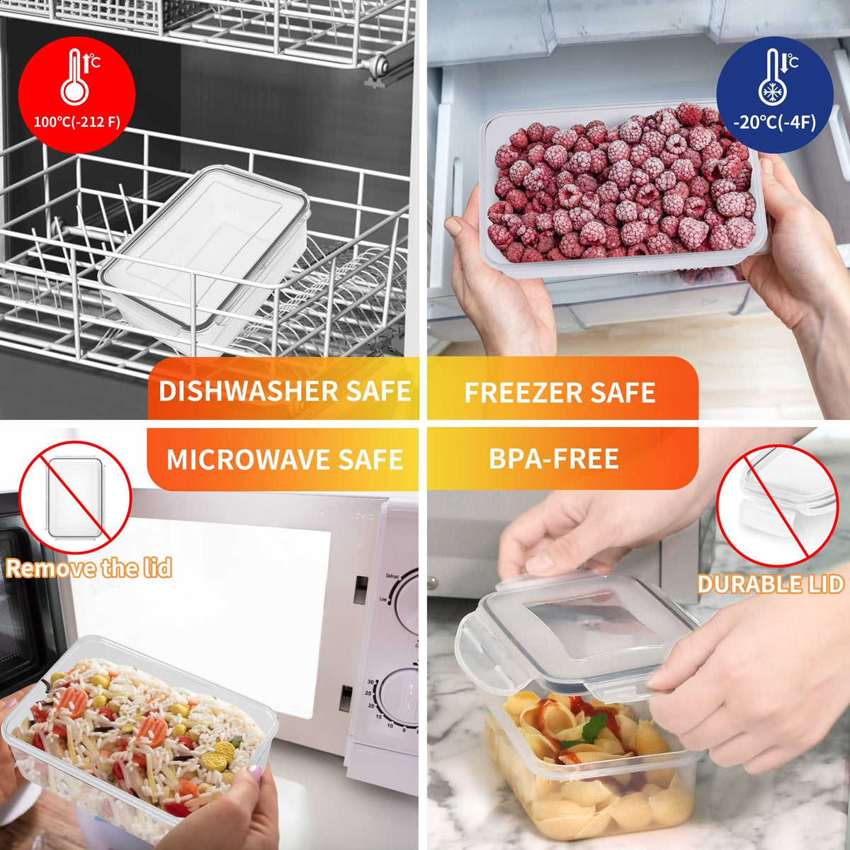 GEIKR airtight seal and four locking clips keep foods fresh and prevent leaks