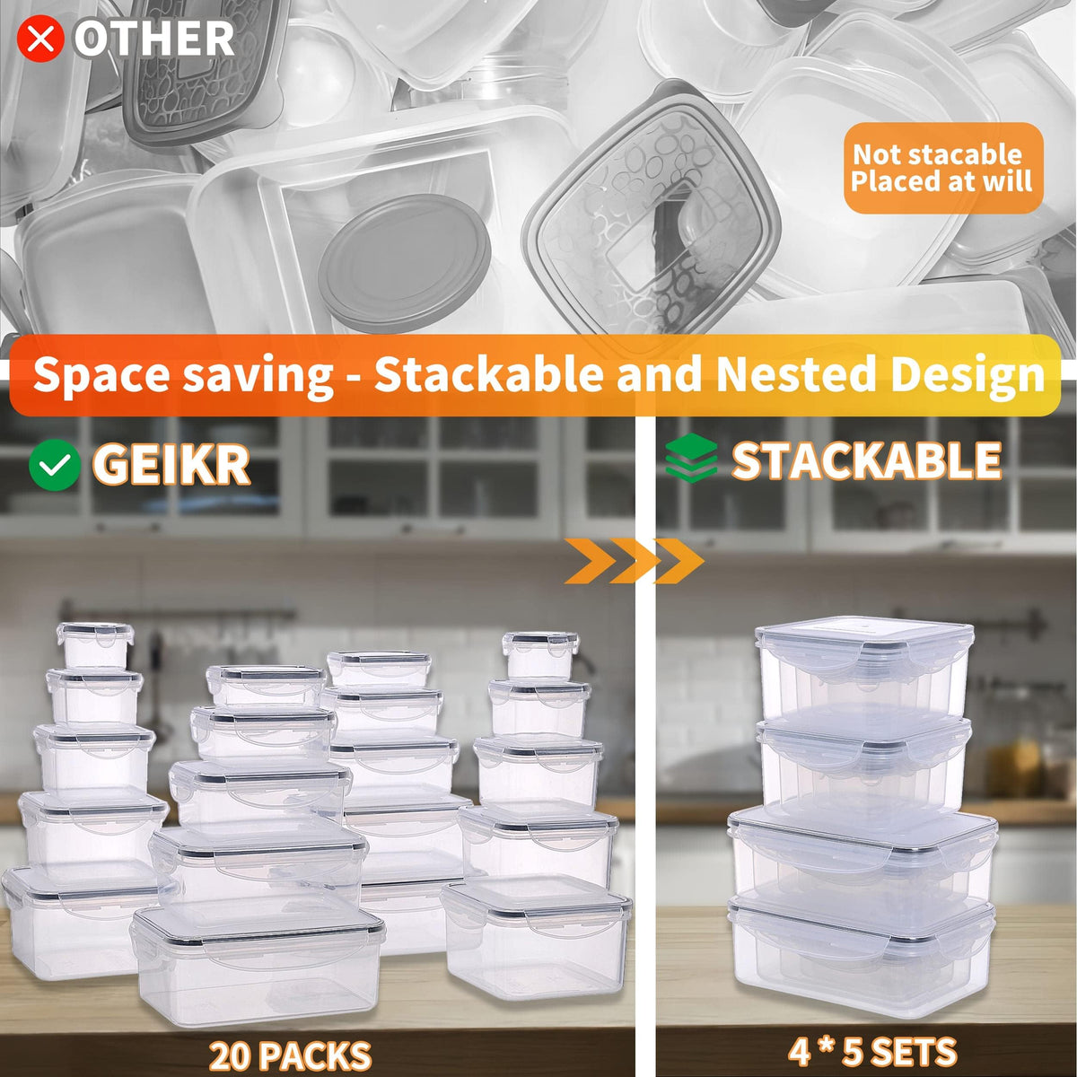 GEIKR containers safe for microwave, freezer, and dishwasher use