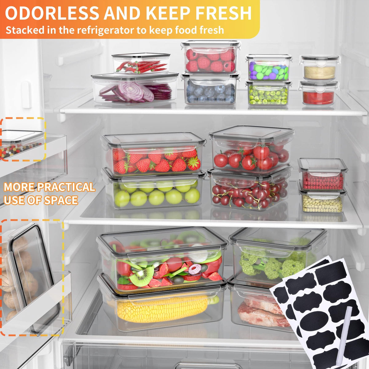 GEIKR stackable design saves kitchen space and organizes the fridge