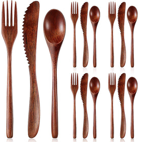 Geiserailie 12 Pcs Wooden Utensils Spoons — smooth surface ideal for everyday dining.