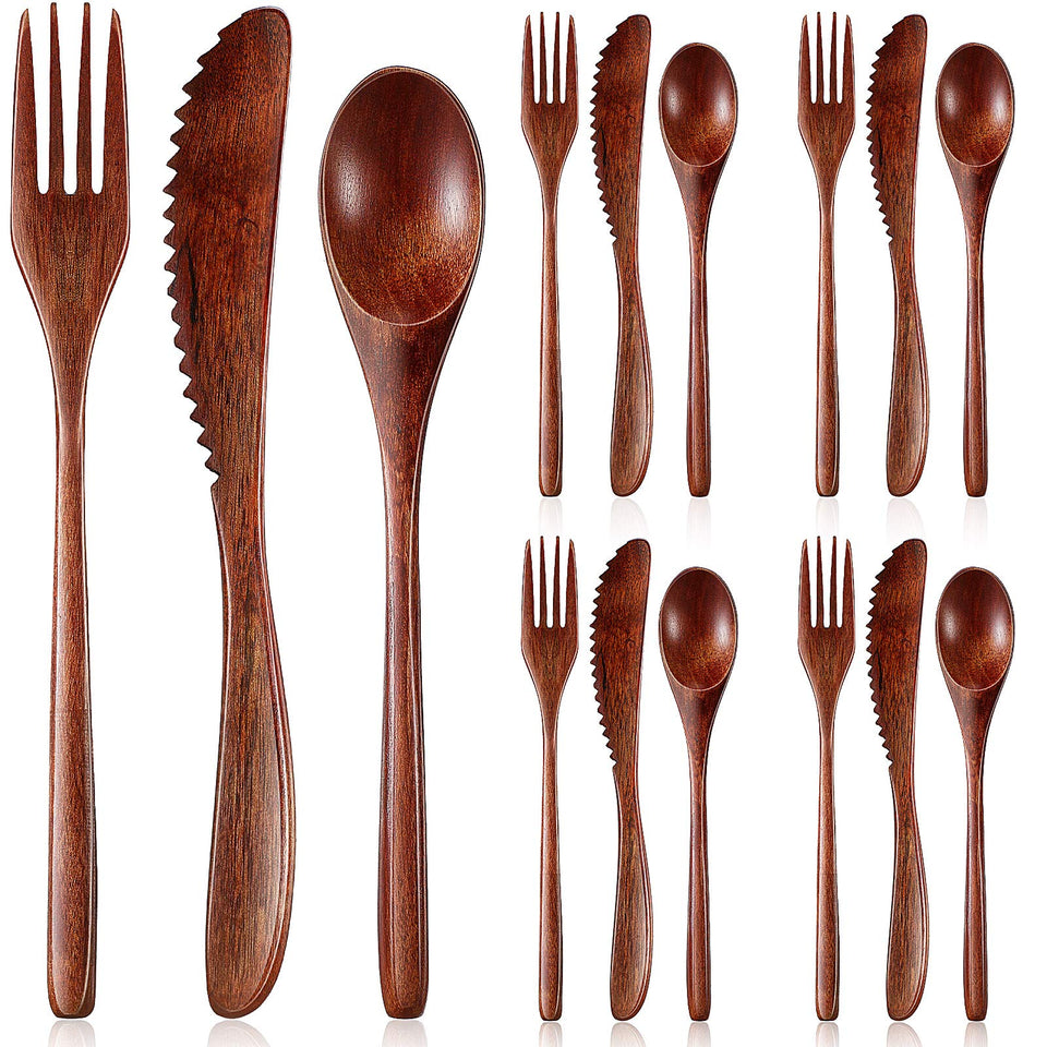 Geiserailie 12 Pcs Wooden Utensils Spoons — smooth surface ideal for everyday dining.