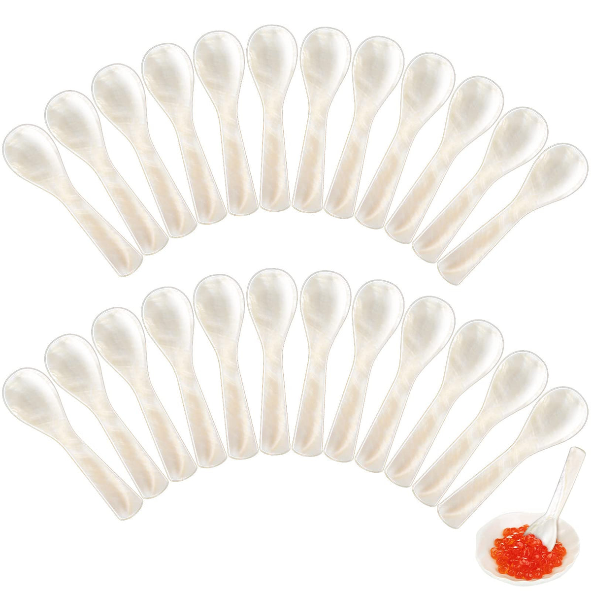 Geiserailie caviar spoons with round handle and pearl finish for elegant service