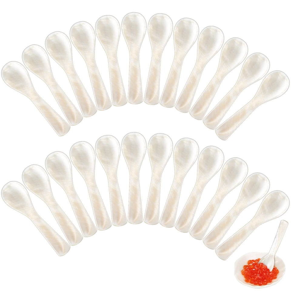 Geiserailie caviar spoons with round handle and pearl finish for elegant service