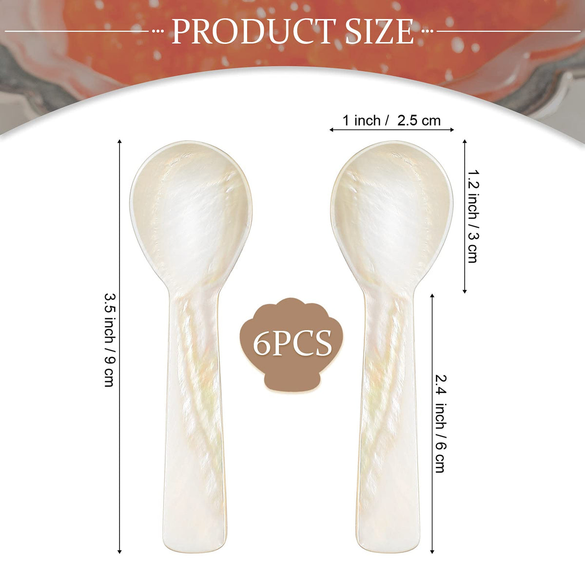 Geiserailie caviar spoons in mother-of-pearl with nacre sheen for refined tasting.