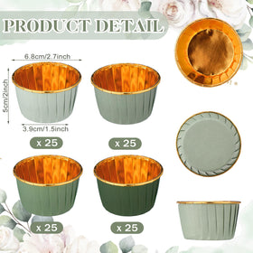 Geiserailie 100-pack gradient sage green wrappers on a dessert display.