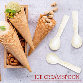 Geiserailie spoons arranged for buffet and dessert presentation on a table.