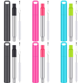 Gejoy 6-pack reusable straw with travel case for eco-friendly on-the-go sipping.