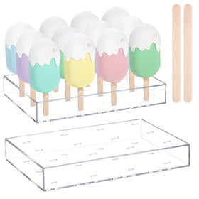 Gejoy cakesicle stand acrylic clear with 12 slots for elegant display.