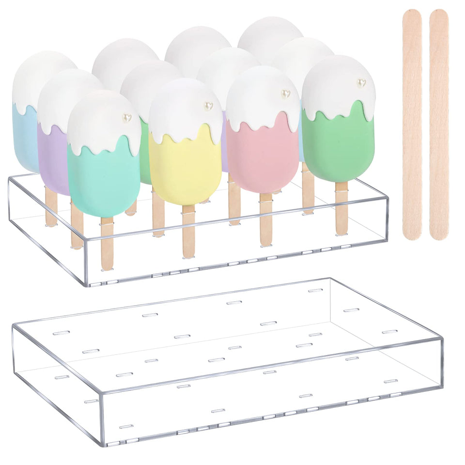 Gejoy cakesicle stand acrylic clear with 12 slots for elegant display.