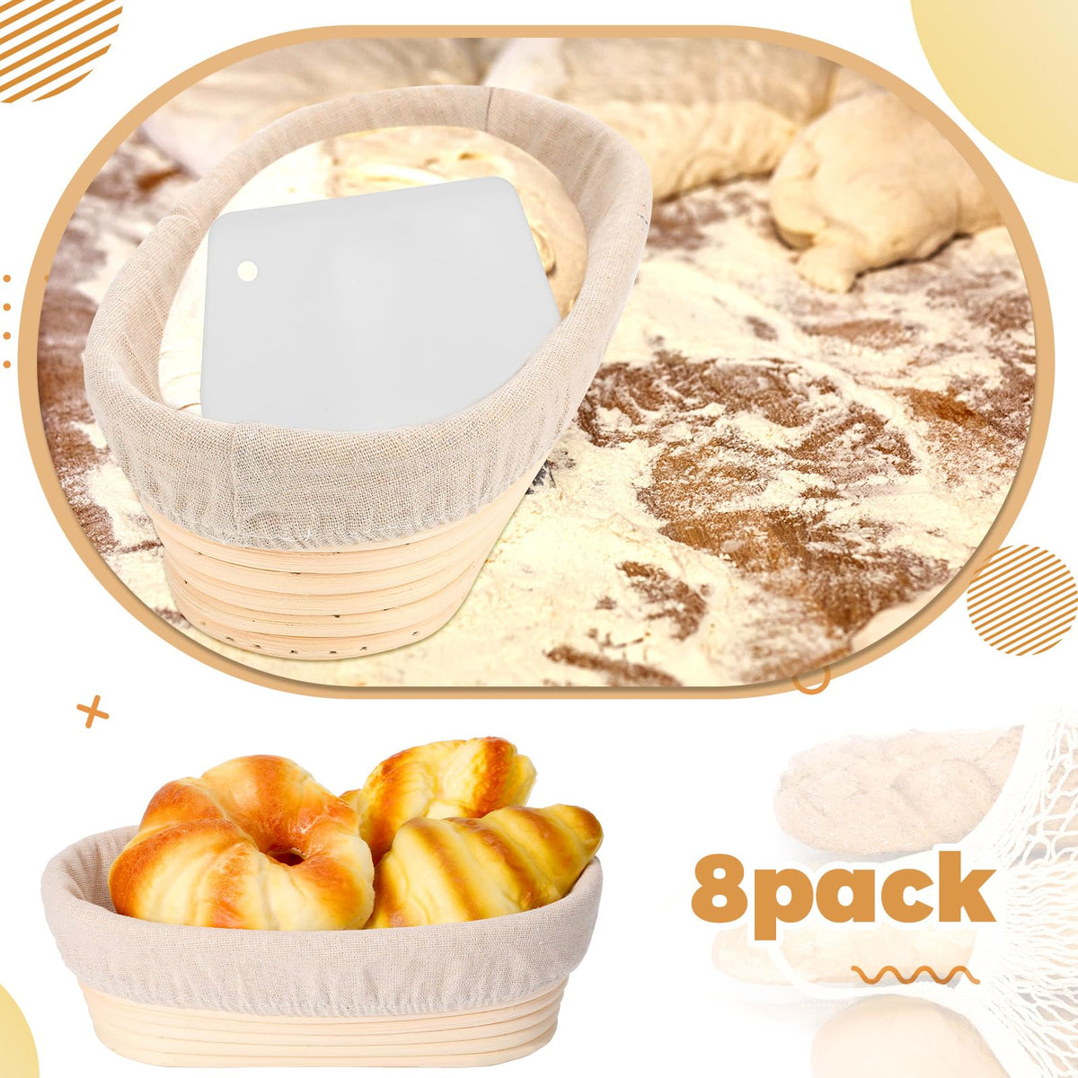 Gejoy dough scraper set used to release dough from baskets.
