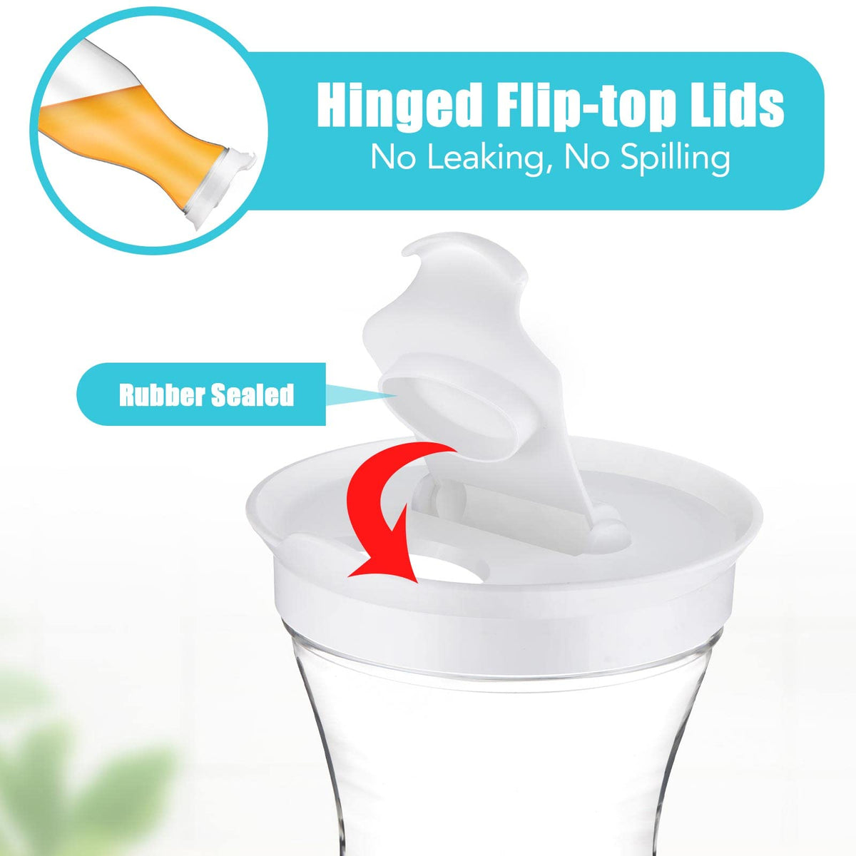 Gejoy carafe shows a leak-proof lid preventing spills during service.