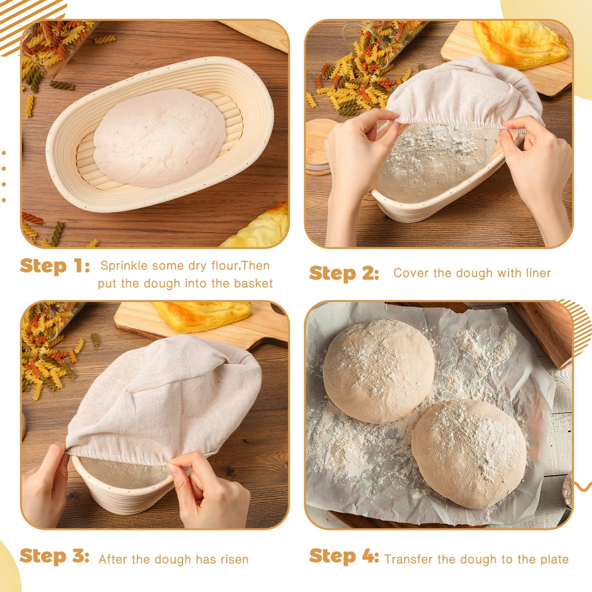 Gejoy 12-basket set supports multiple recipes, from sourdough to French bread.