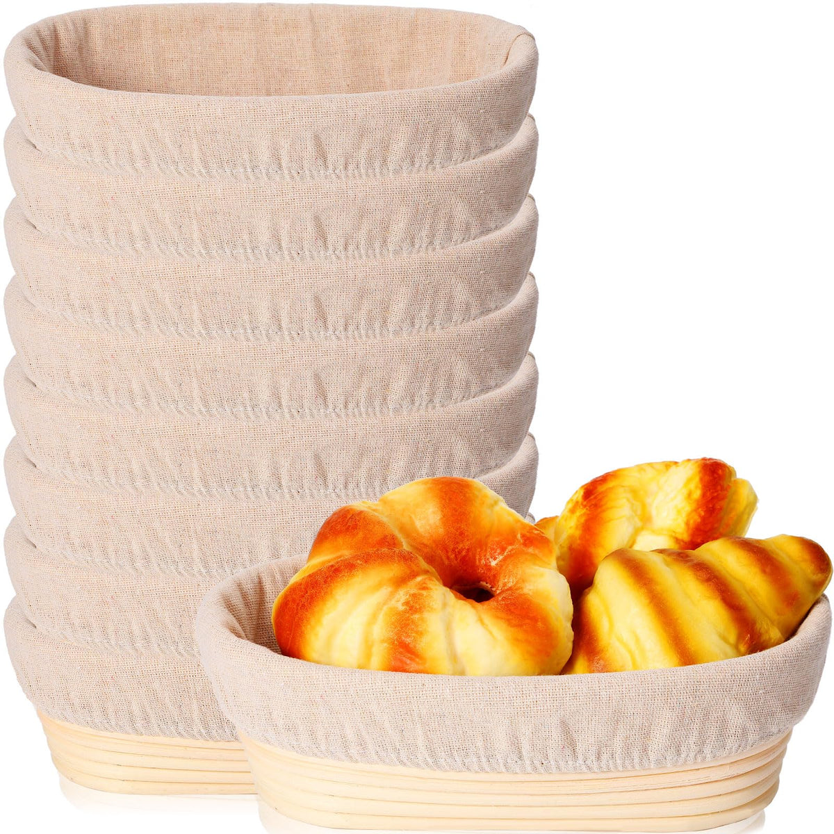 Gejoy oval banneton 10inch close-up showing natural rattan texture for dough proofing.