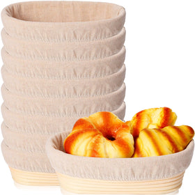 Gejoy oval banneton 10inch close-up showing natural rattan texture for dough proofing.