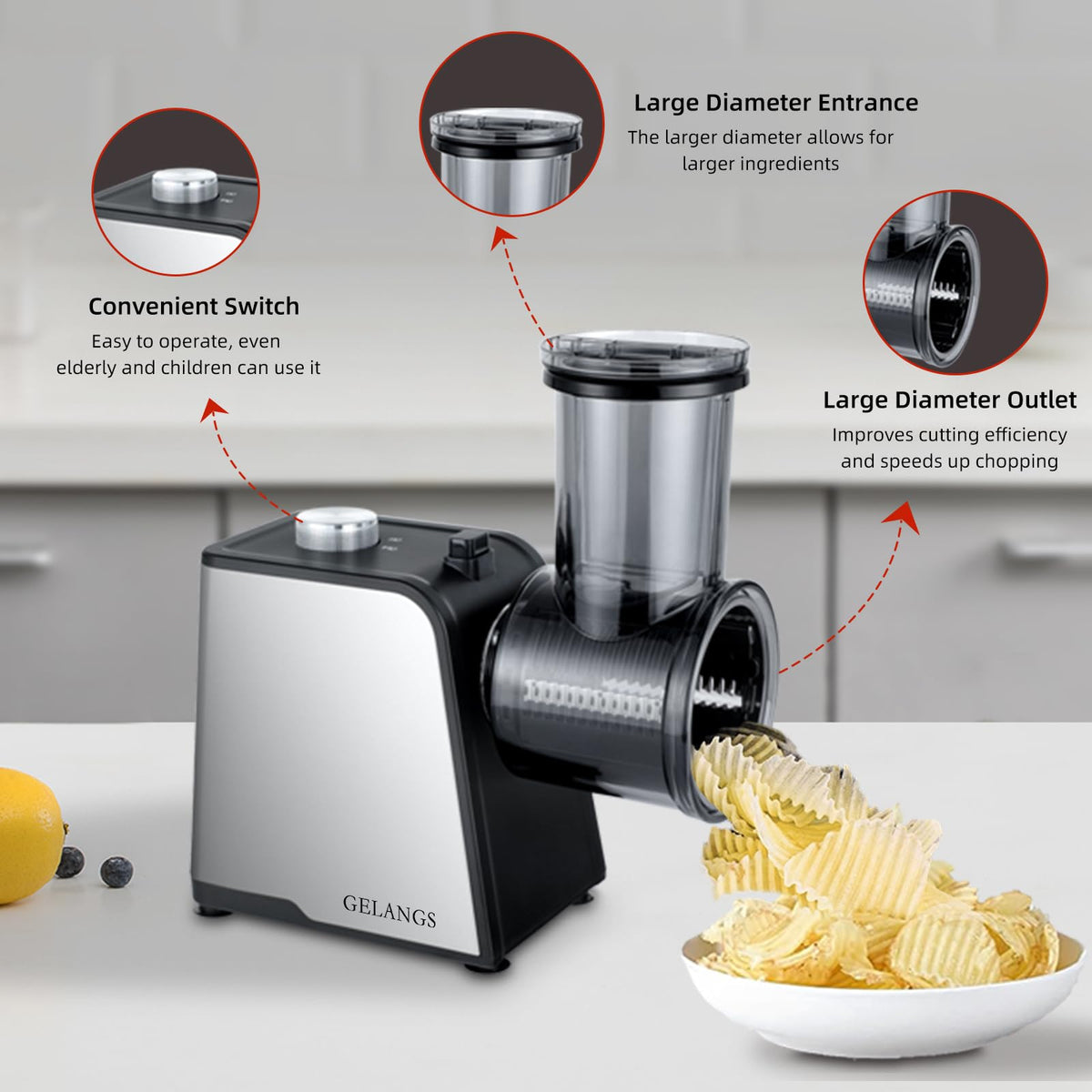 GELANGS dishwasher-safe blades and body for easy cleanup