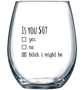 Gelid Is You 50 wine glass held in hand, ideal milestone gift