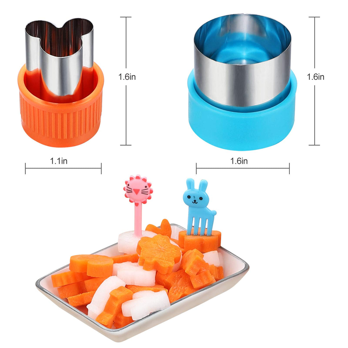 GELIFATLE flower-shaped mini cutters for colorful cookies and fruit plates.