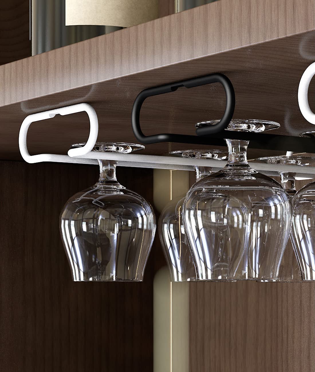 GeLive cabinet organizer keeps wine glasses within easy reach.