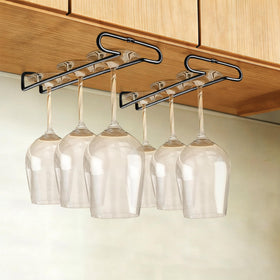 GeLive under cabinet wine glass rack keeps stemware organized and accessible.