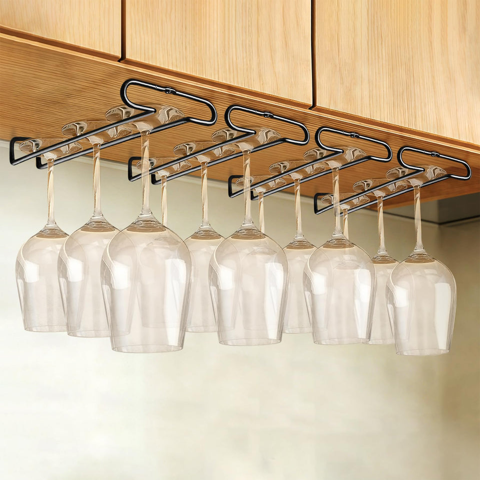 GeLive under-shelf wine glass rack 10inch for space-saving cabinet storage.