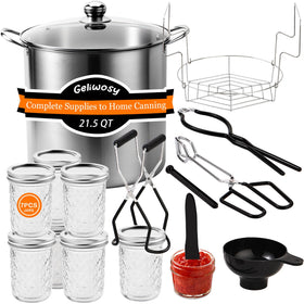 Geliwosy 21.5 qt canning pot and kit ready for batch canning at home.
