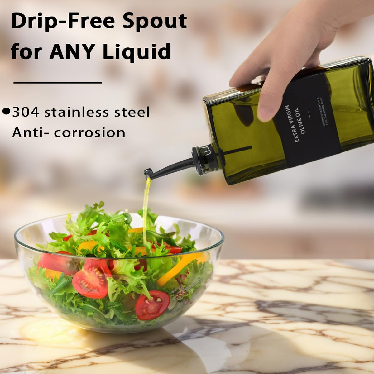Gelury drip-free pour spout on a bottle for clean pouring.