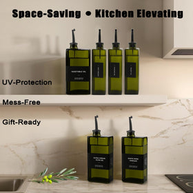 Gelury heavy-duty glass olive oil dispenser resists stains and odors.
