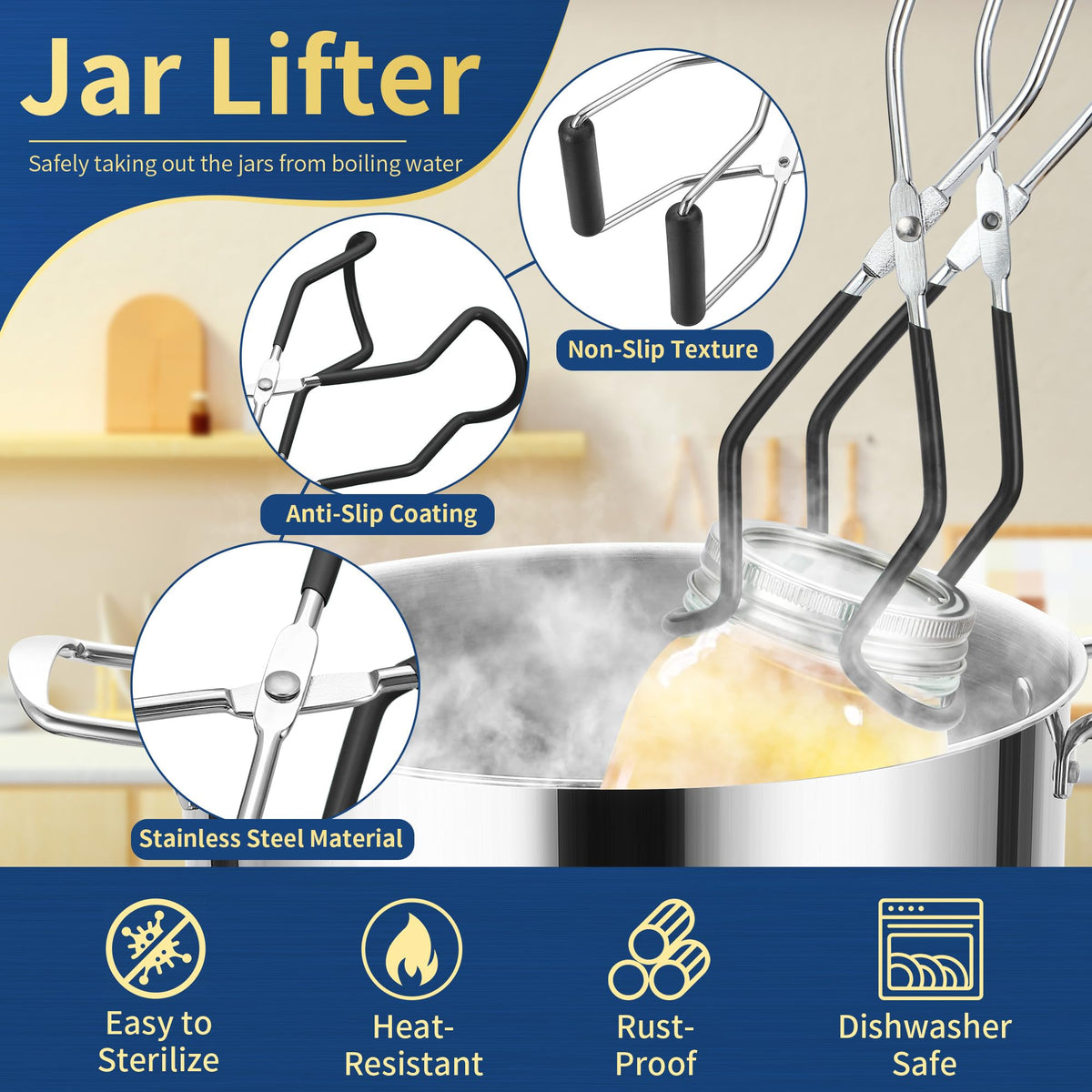 Gemfino canning labels and ladle for organized batches and accurate serving.
