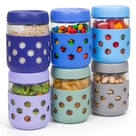 Gemice 16oz glass jar with silicone sleeve offers durable meal prep and easy grip.