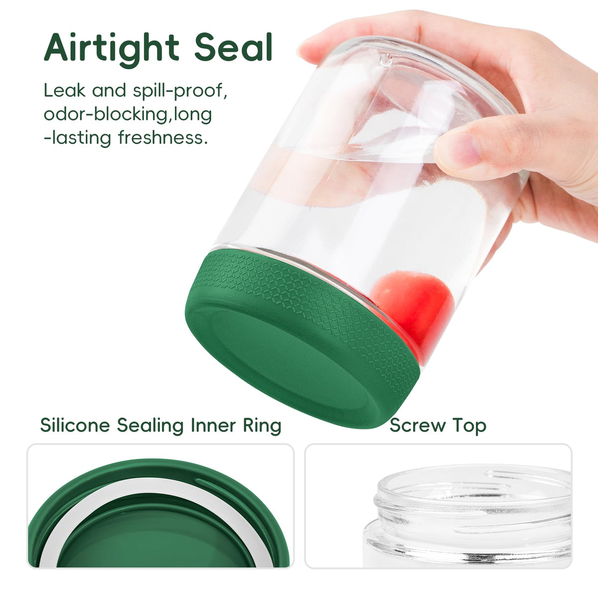 Gemice airtight lid with gasket ensures a tight seal for freshness.