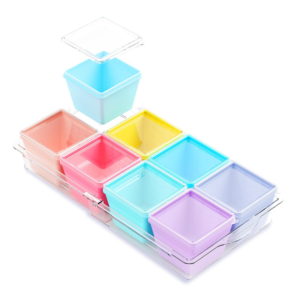Gemice base with silicone freezer molds for organized, scalable meal prep storage.