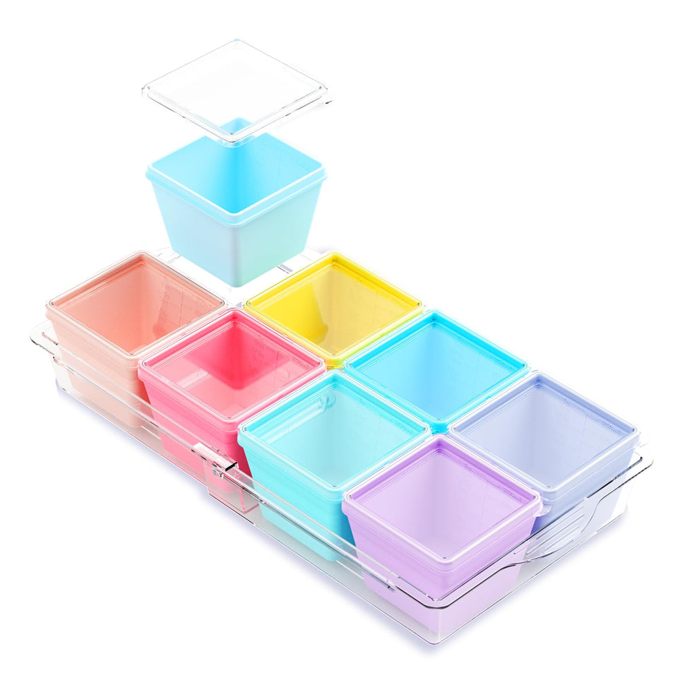 Gemice base with silicone freezer molds for organized, scalable meal prep storage.