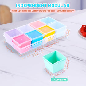 Gemice freezer trays with lids help secure leftovers.