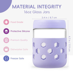 Gemice silicone sleeve in bright color protects jar from drops while handling.