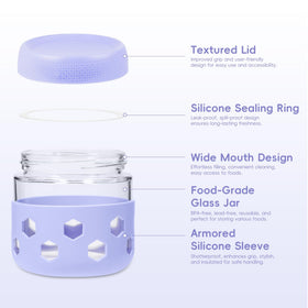 Gemice silicone sleeve protects jars against chips and drops during busy days.