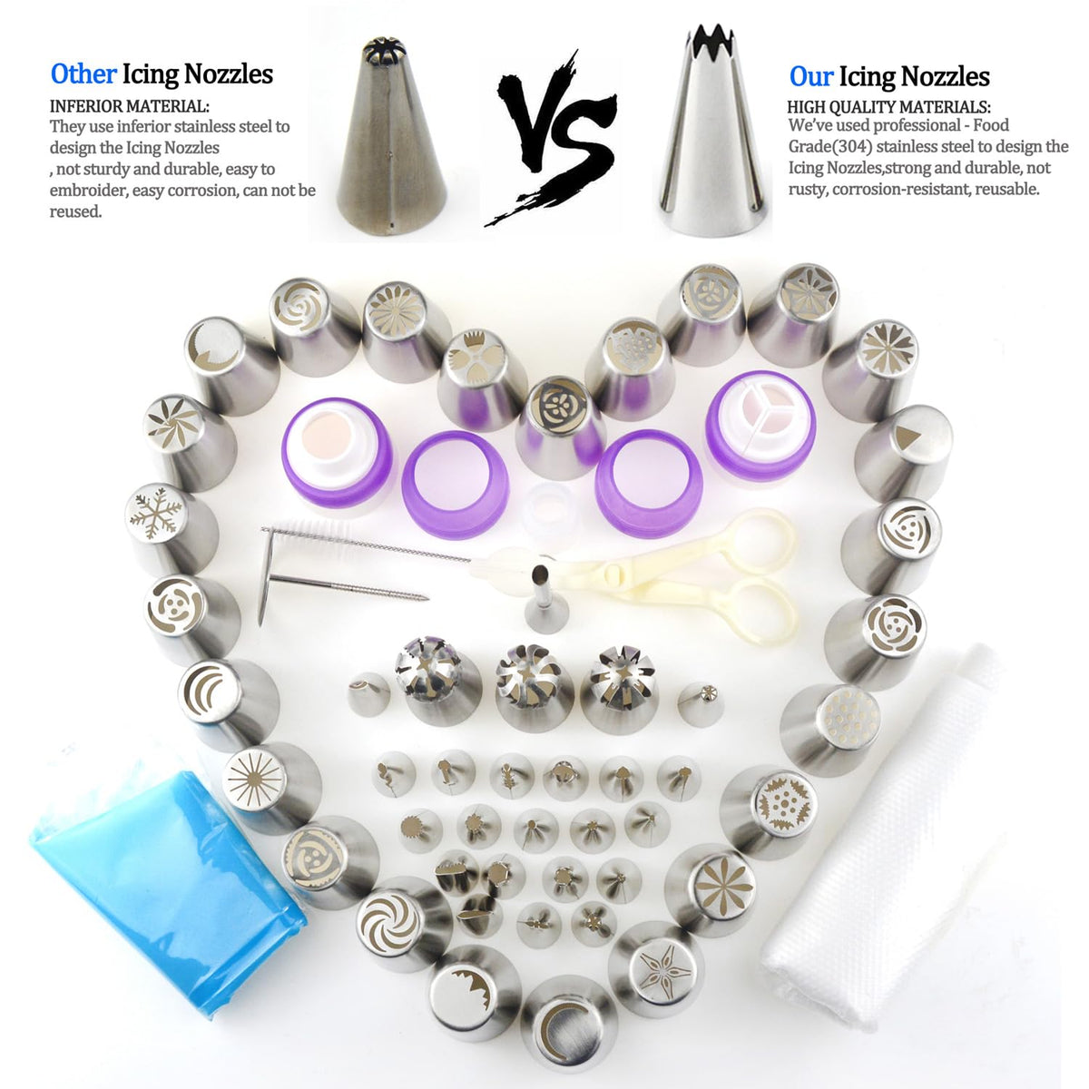 Gemlon stainless steel icing tips offer durable, rust-resistant decorating for cakes and cookies
